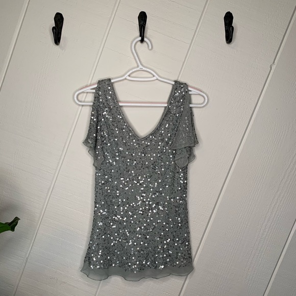 Sfera Sequin Embellished Flutter Sleeve Top - Picture 5 of 8